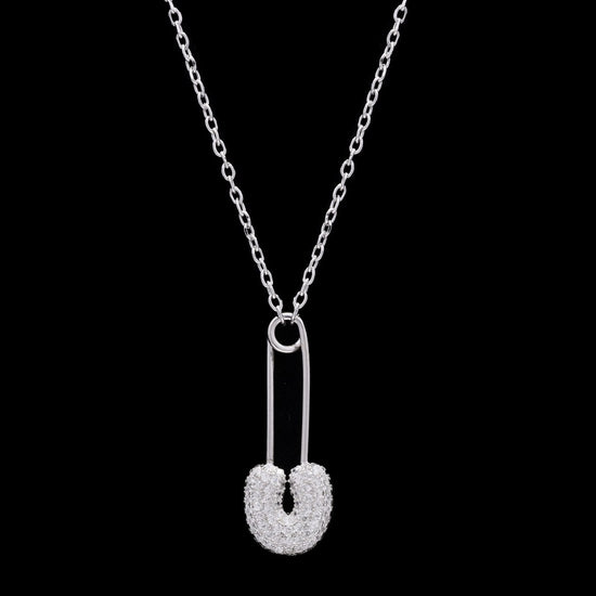 American Diamond Studded Claire Upin  Pendant With Chain on Pure 925 Silver.