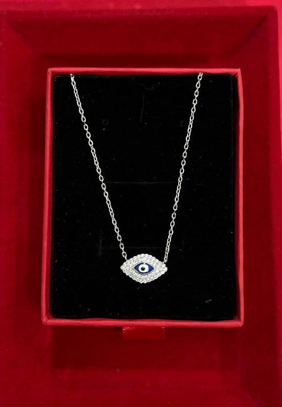 American Diamond Studded Josie Evil Eye Pendant With Chain on Pure 925 Silver.