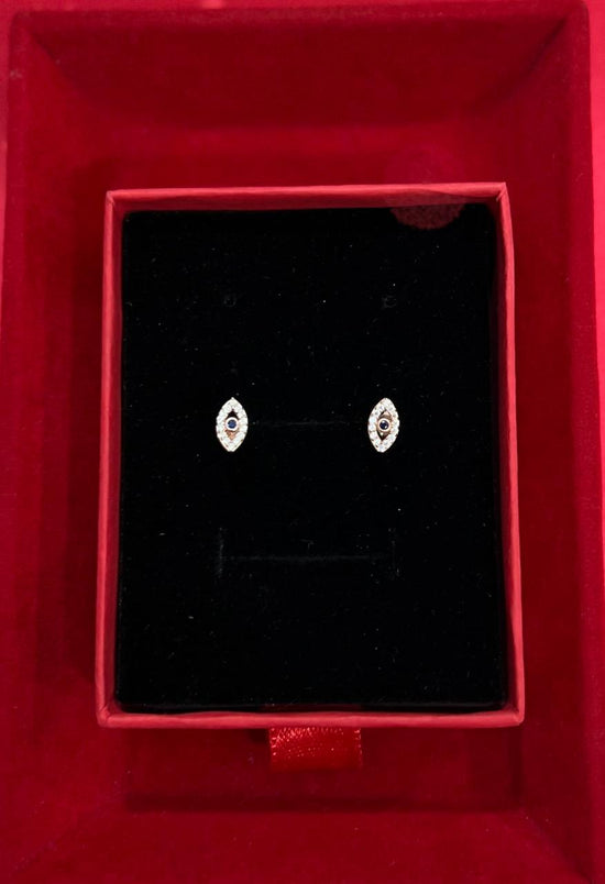 Rose Gold American Diamond Studded Cora Evil Eye Studs on Pure 925 Silver.