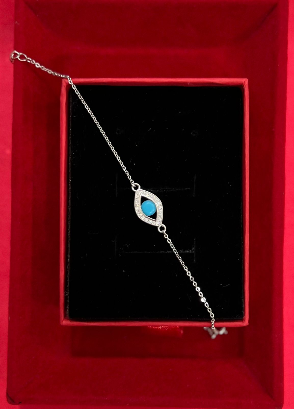 American Diamond Studded Athena Evil Eye Bracelet on Pure 925 Silver.