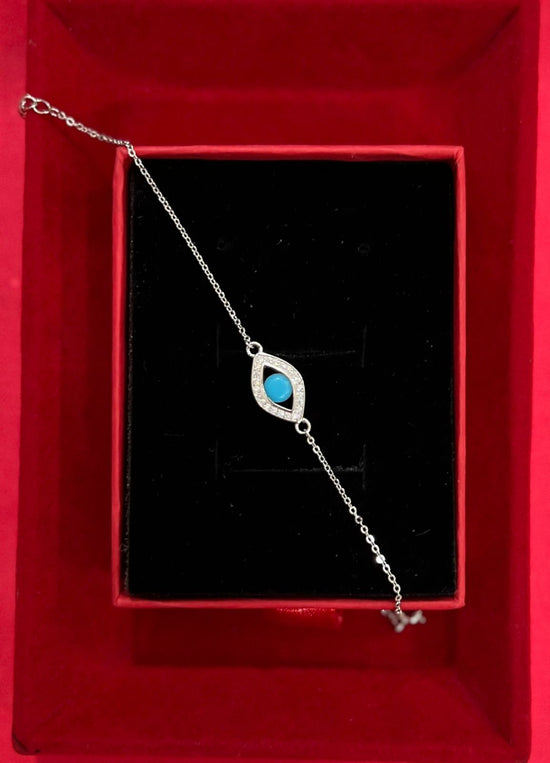 American Diamond Studded Athena Evil Eye Bracelet on Pure 925 Silver.