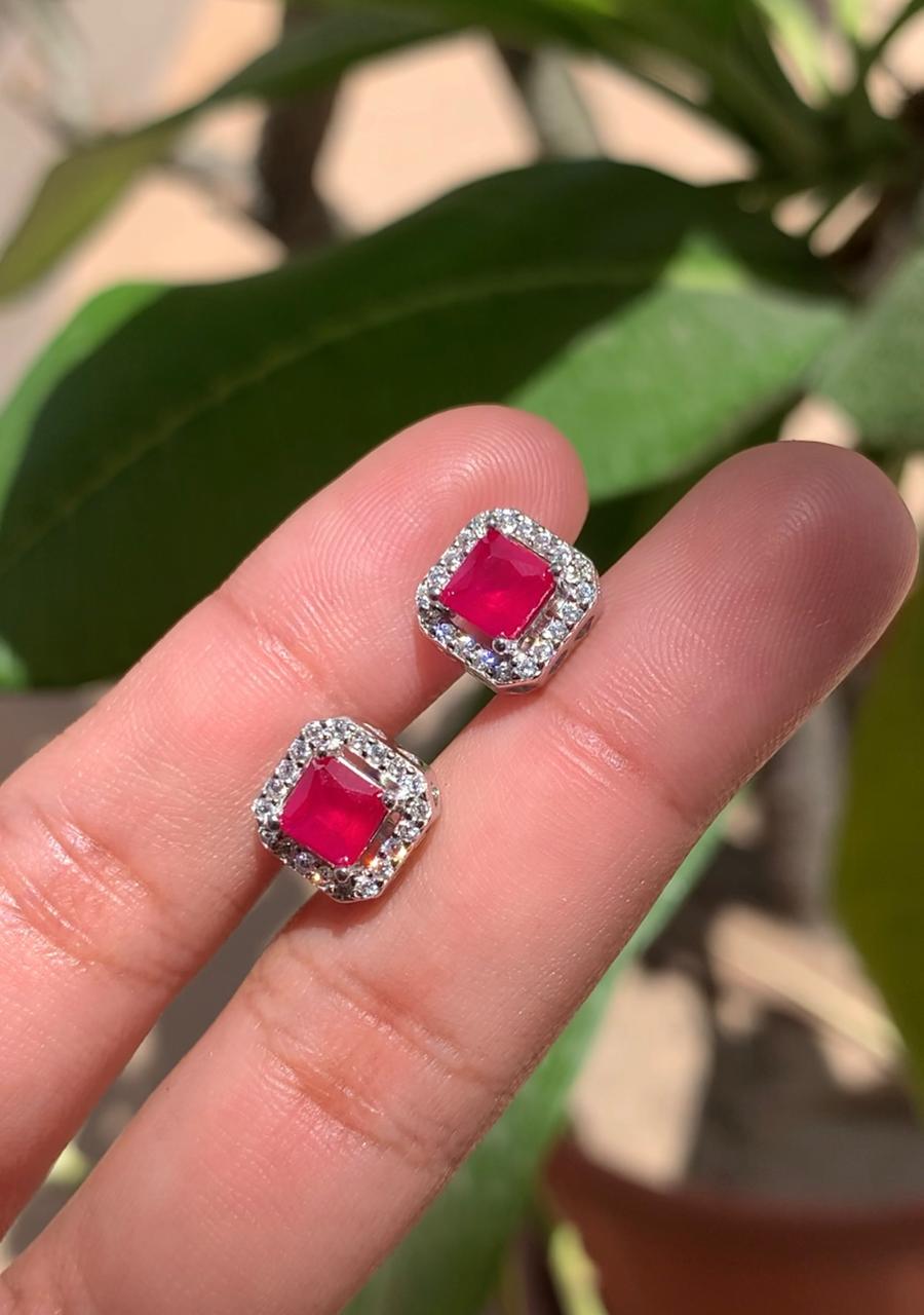Delana Ruby Pure 925 Silver Studs