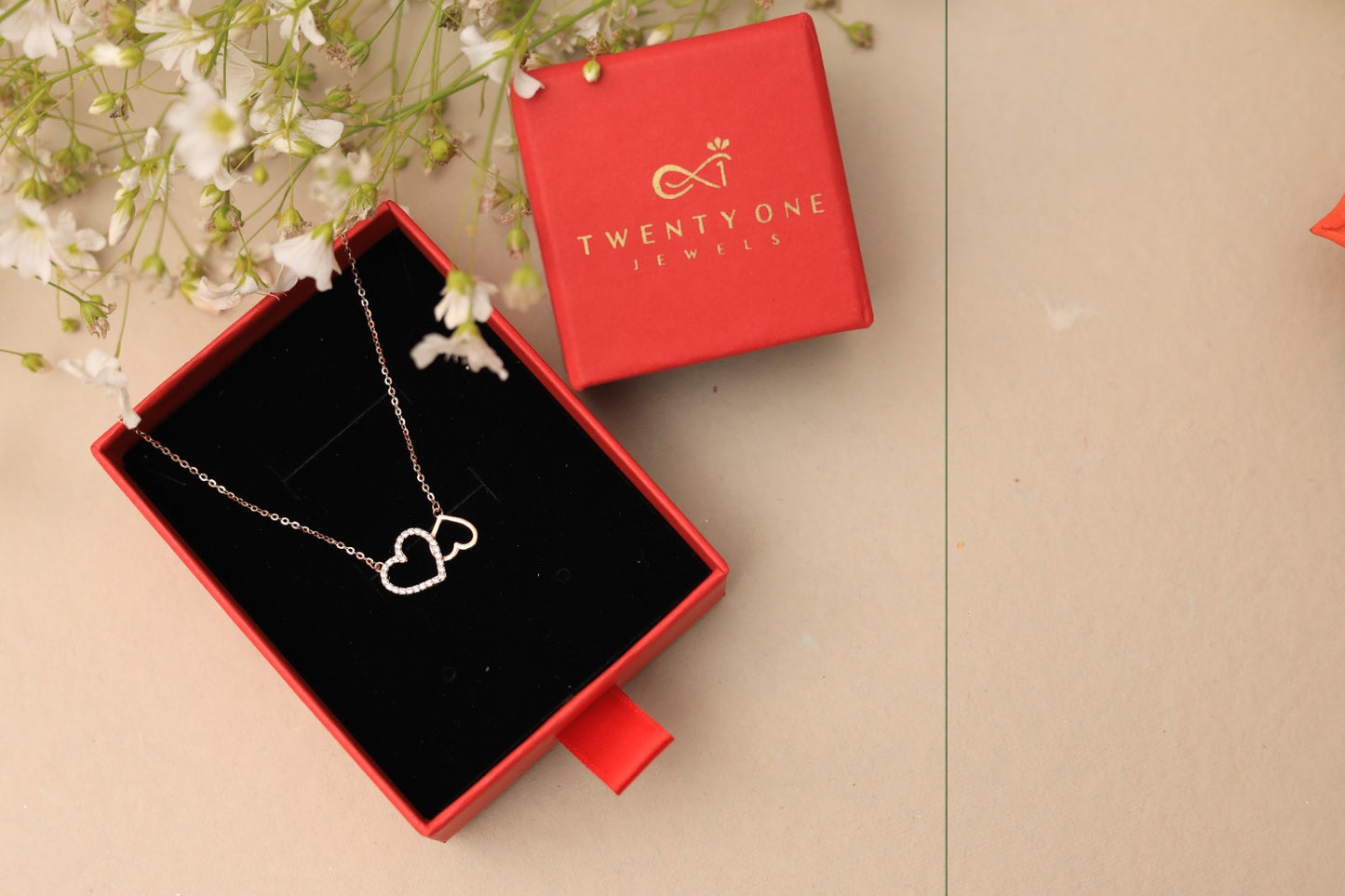Valentines Exclusive Double Heart Rose Gold Jayla Pendant on Pure 925 Silver
