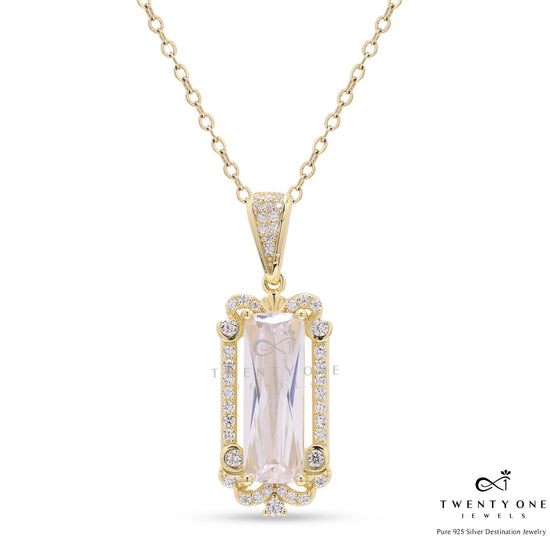 Premium American Diamond Aleena Pendant with Chain on Pure 925 Silver