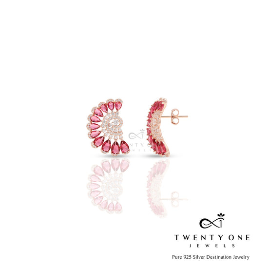 Rose Gold Drop Ruby Adira Earrings on Pure 925 Silver