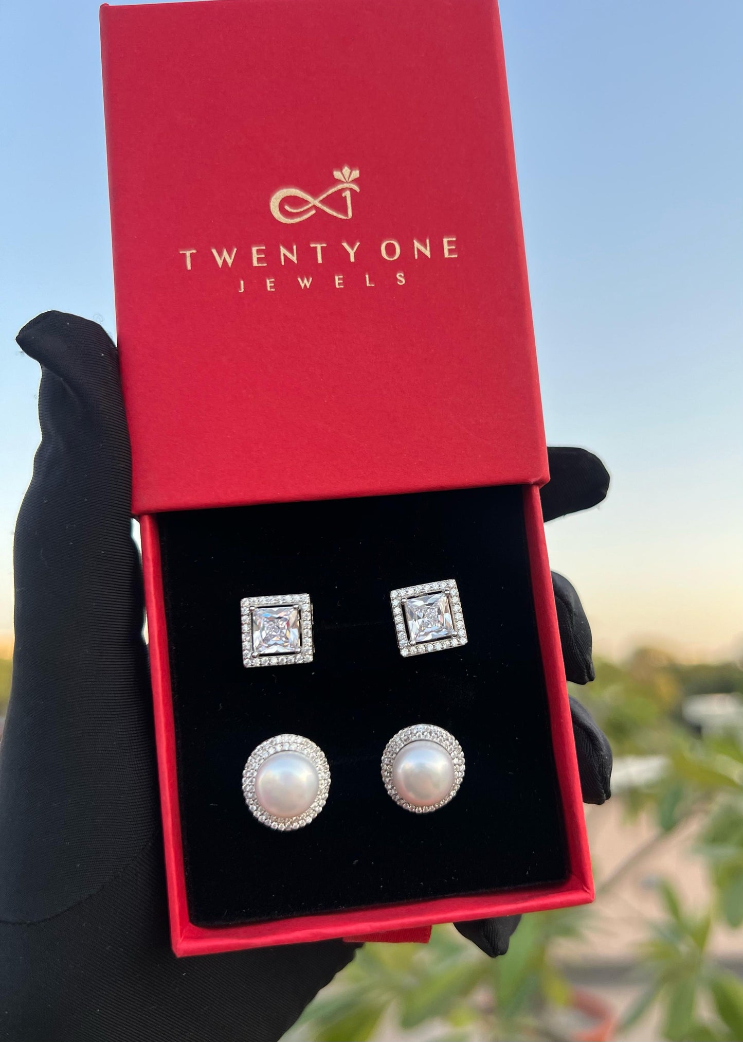 Queens Paradise Studs Combo of Two Pairs on Pure 925 Silver