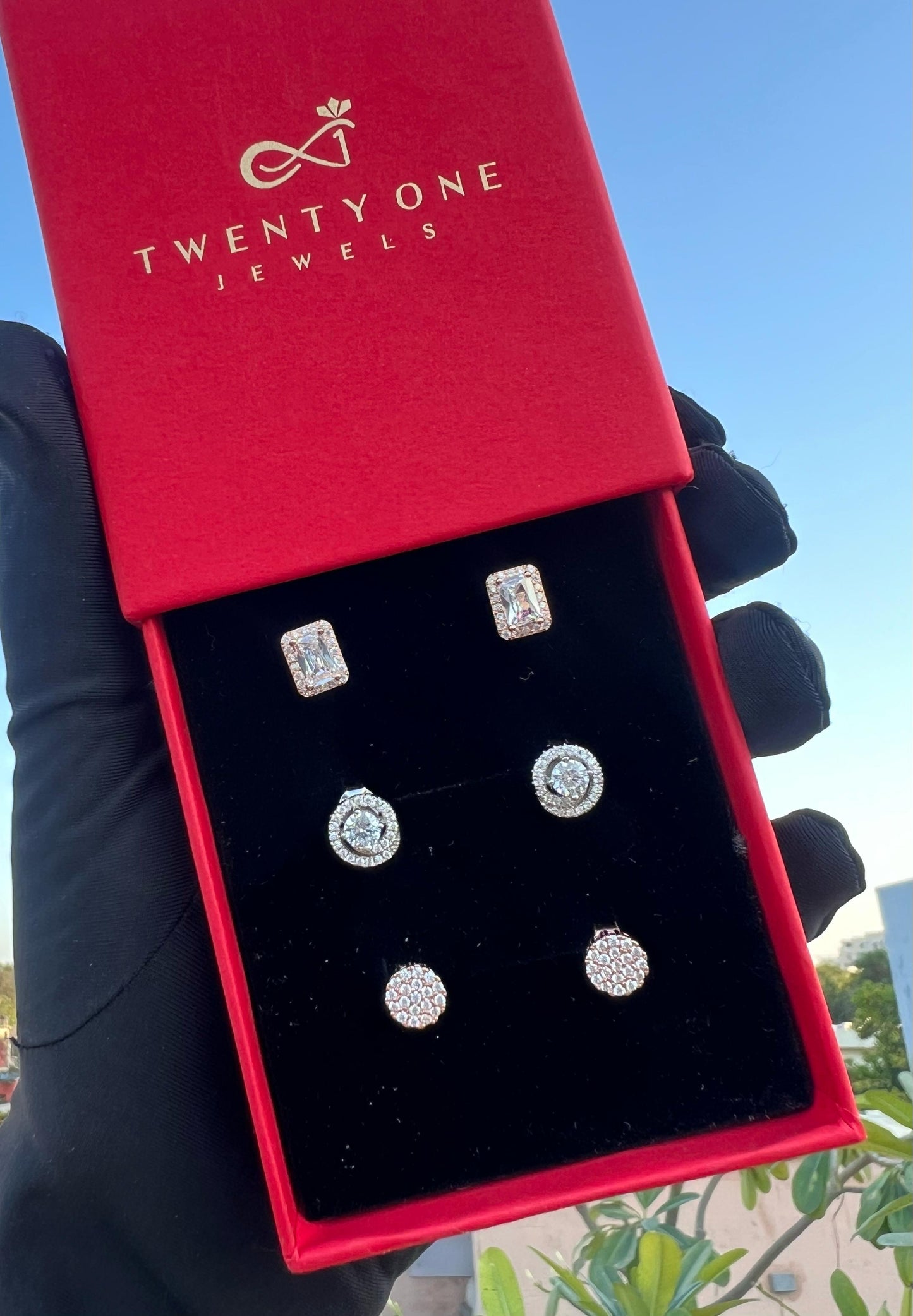 Savana Studs Combo of Three Pairs on Pure 925 Silver