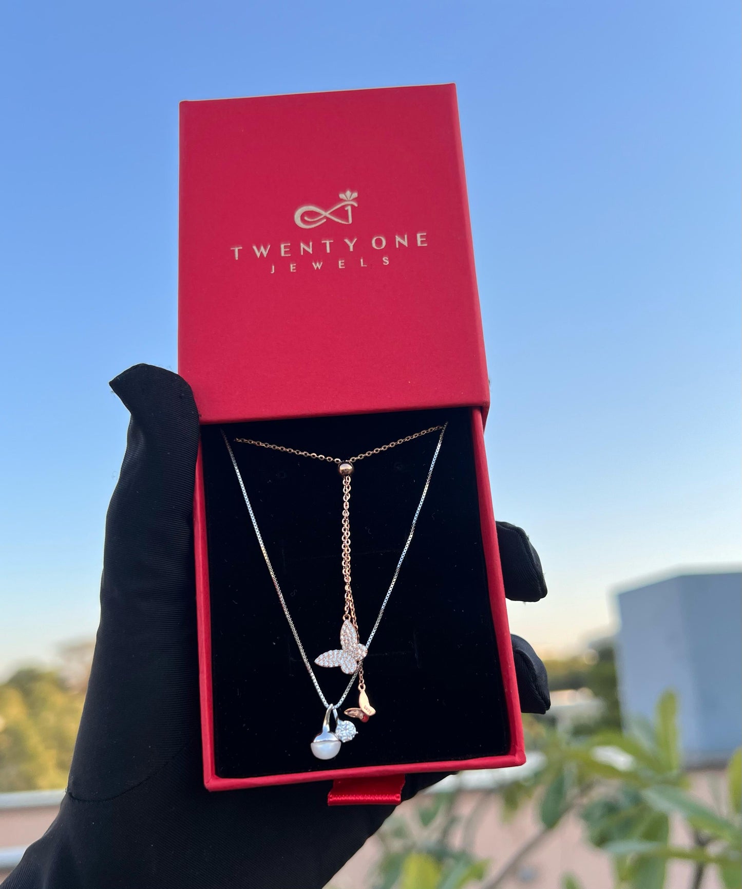 Fonseca Combo Pendant Stack of Two Pure 925 Silver Pendants with Chain