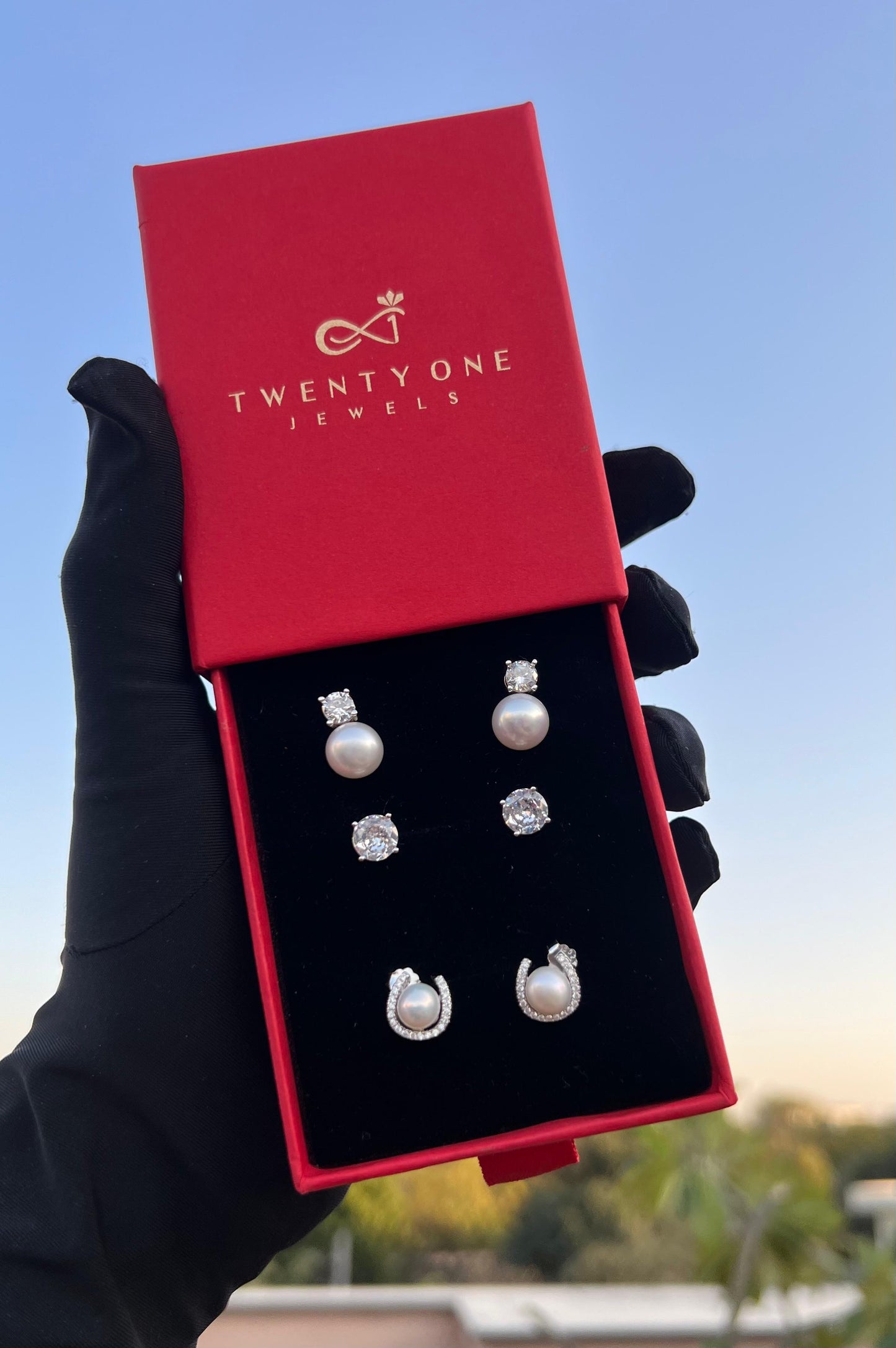 Sanofi Studs Combo of Three Pairs on Pure 925 Silver