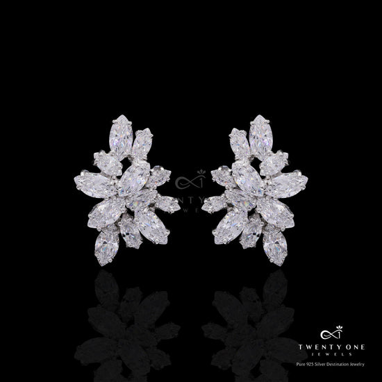 Premium Handcrafted Marquise Diamond Solitaire Bunch Studs on Pure 925 Silver