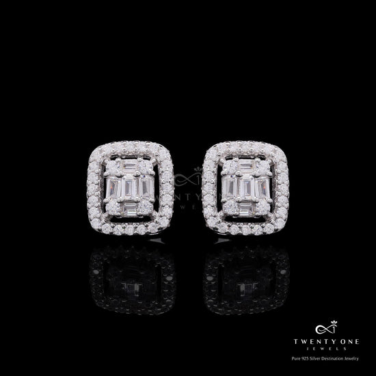 Premium Octa Setting American Diamond Studs on Pure 925 Silver