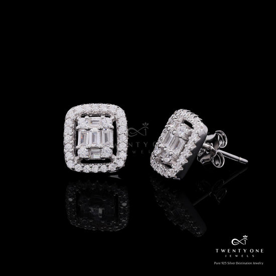 Premium Octa Setting American Diamond Studs on Pure 925 Silver