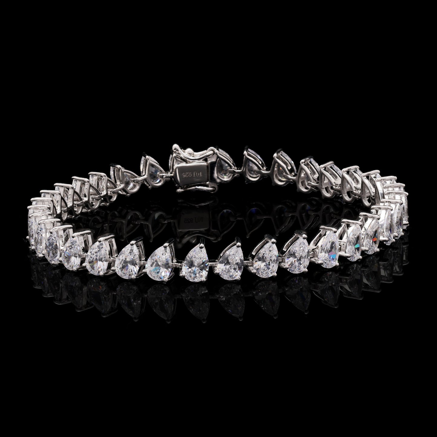 Premium Drop Solitaire Tennis Bracelet on Pure 925 Silver