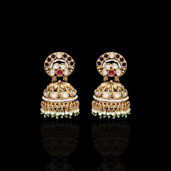 Festive Exclusive Gold Finish Savoya Jhumki Earrings