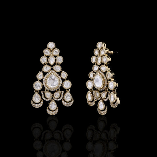 Festive Exclusive Victorian Finish Classic Moissanite Polki Meernaka Earrings