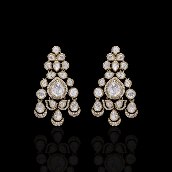 Festive Exclusive Victorian Finish Classic Moissanite Polki Meernaka Earrings