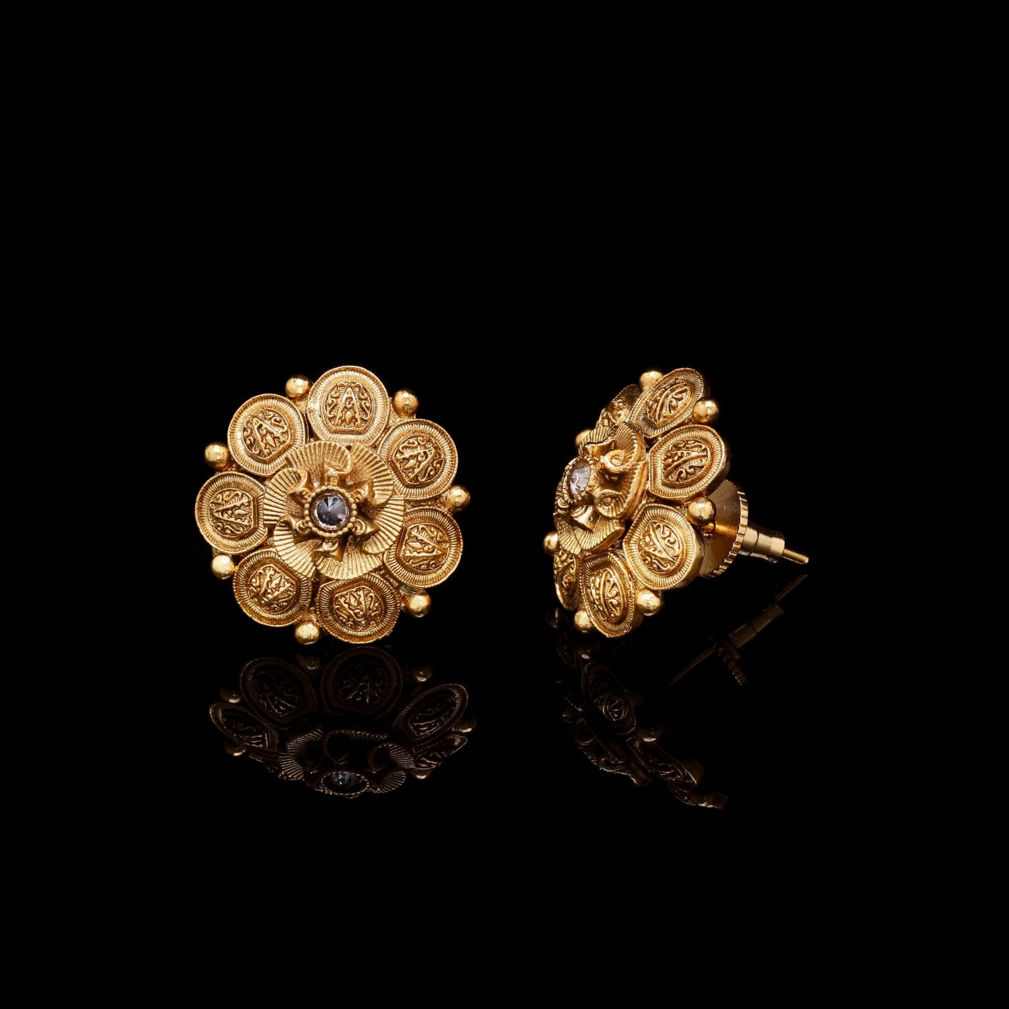 Festive Exclusive Gold Finish Sikka Style Niyati Studs