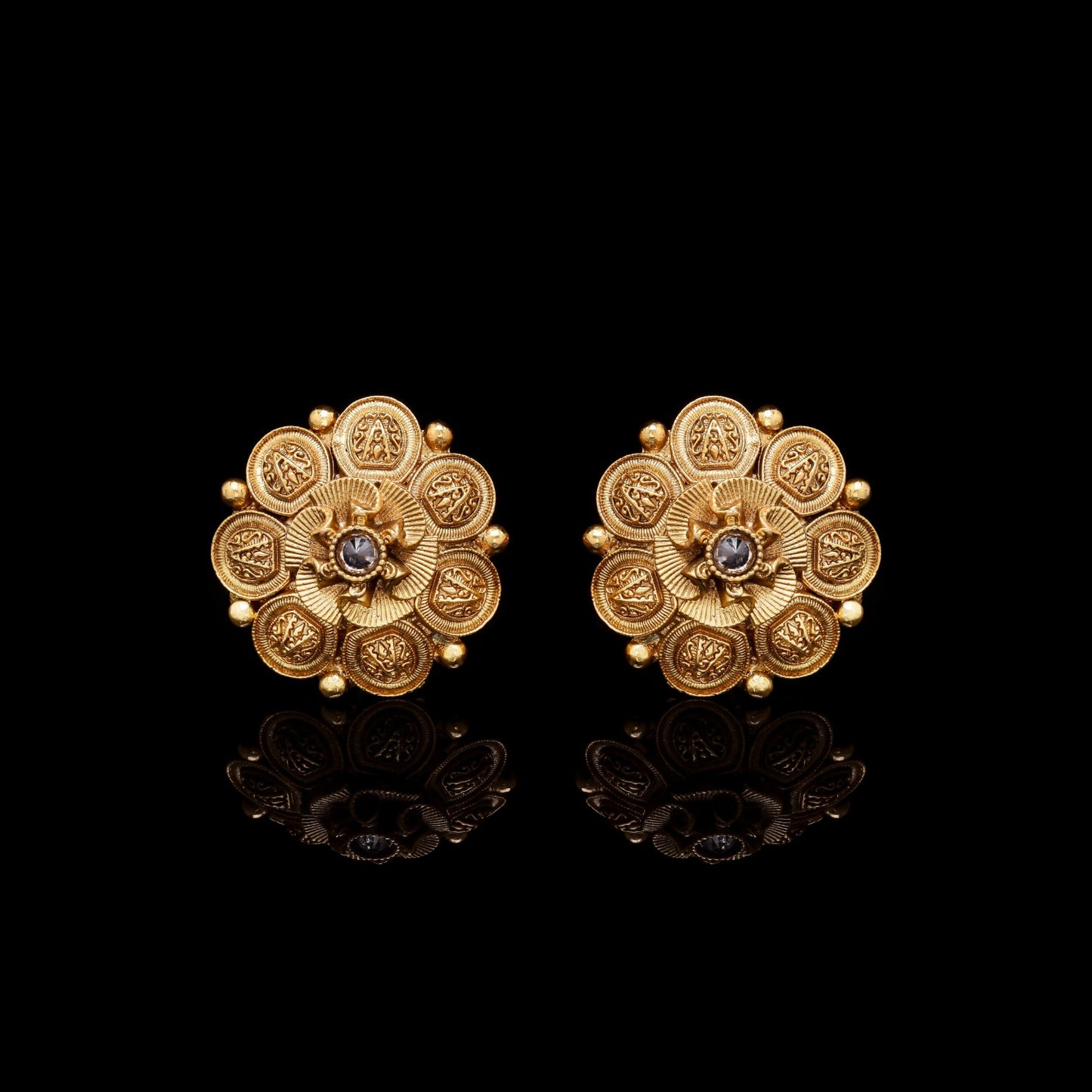 Festive Exclusive Gold Finish Sikka Style Niyati Studs