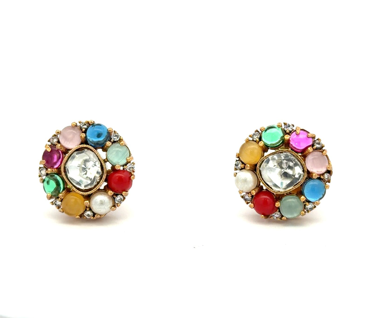 TOJ Everyday - Multi Coloured American Diamond Golden Party Earrings