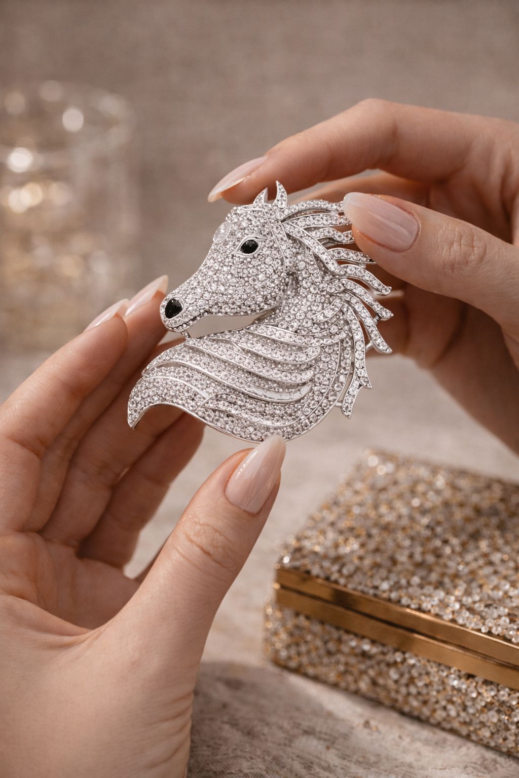 TOJ Everyday - Micro Setting Diamond Studded Lucky Horse Unisex Brooch for Men and Women