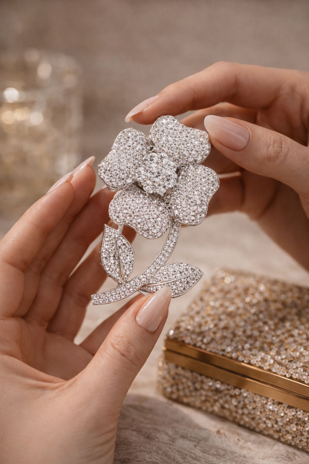 TOJ Everyday - Micro Setting Diamond Studded Unisex Flower Brooch for Men and Women