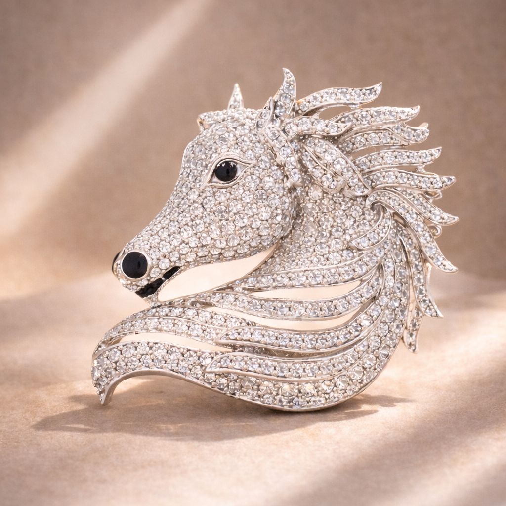 TOJ Everyday - Micro Setting Diamond Studded Lucky Horse Unisex Brooch for Men and Women