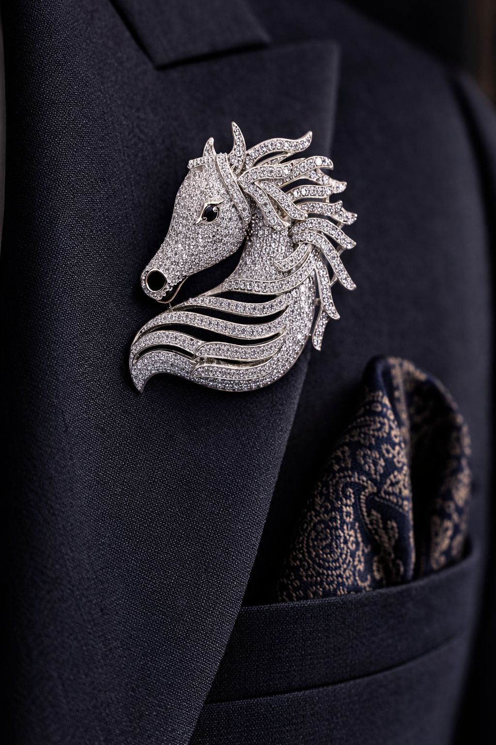 TOJ Everyday - Micro Setting Diamond Studded Lucky Horse Unisex Brooch for Men and Women