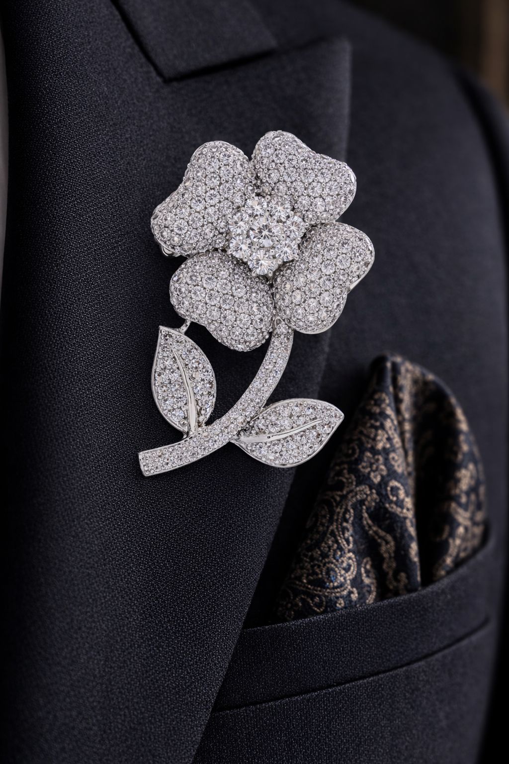 TOJ Everyday - Micro Setting Diamond Studded Unisex Flower Brooch for Men and Women