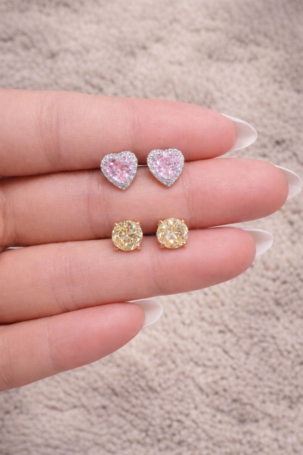 Pink Mini Heart and 30 Cents Yellow Diamond Combo