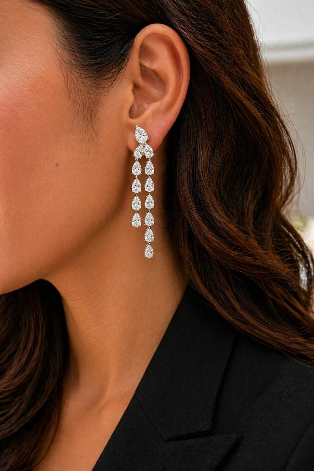Premium TOJ Everyday - Drop Diamond Solitaire Cocktail Statement Necklace Set for Women