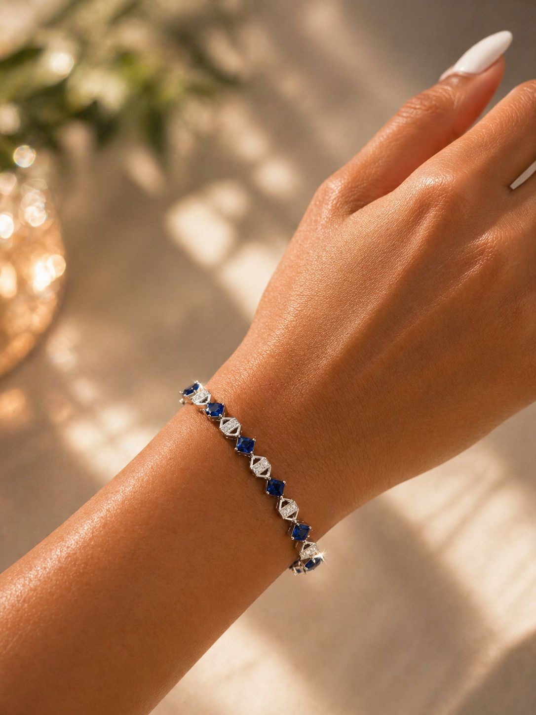 Ultra Premium Blue Diamond Intricate Setting Tennis Bracelet