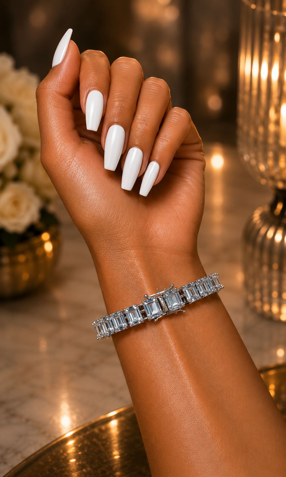TOJ Everyday - Emerald Cut Diamond Solitaire Anti Tarnish Tennis Bracelet for Women