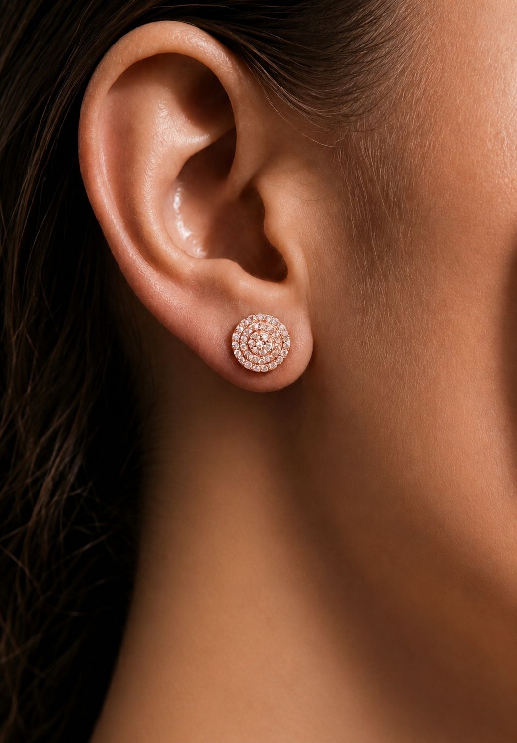 Combo of 6 925 Silver Pairs - Rose Gold Round and Ruby With White American Studs