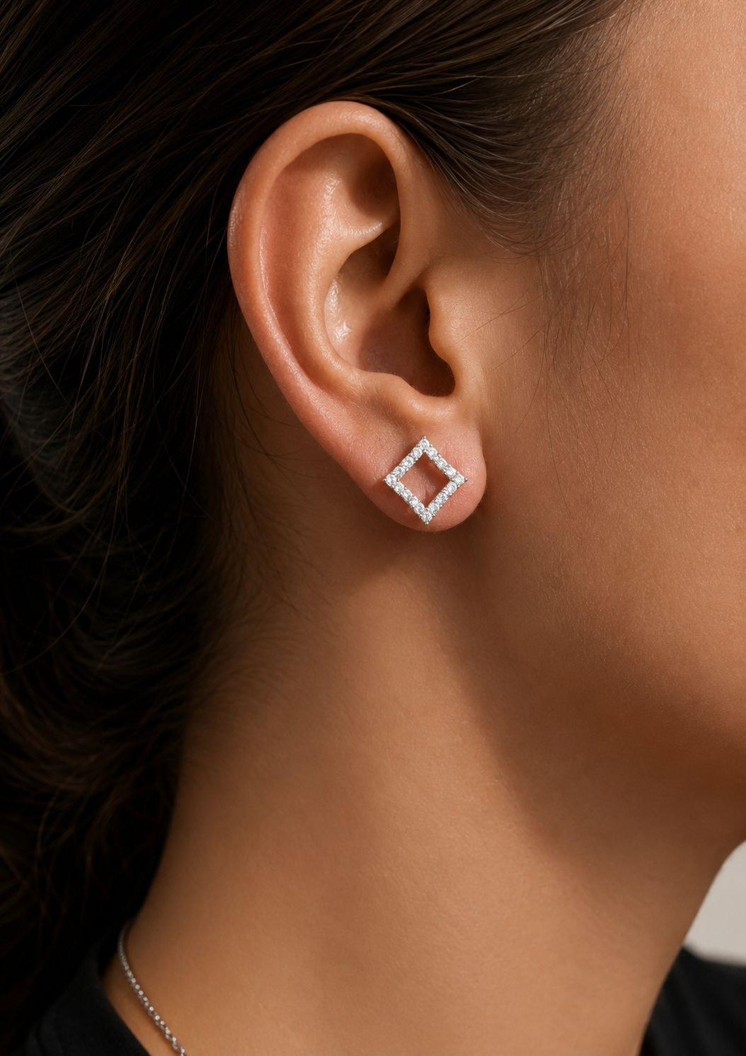 Combo of 2 925 Silver Pairs - Square Diamond and Ruby Micro Setting Studs