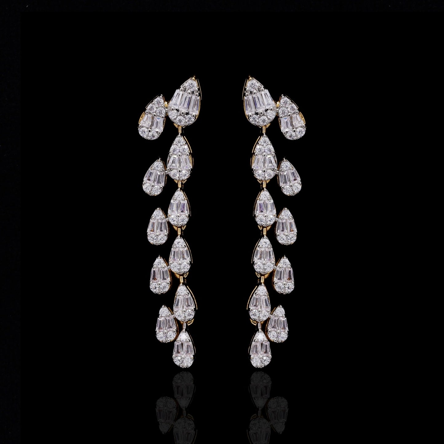 TOJ Everyday - Premium Gold Finish Octa Setting Drop Shaped Necklace Set with Earrings