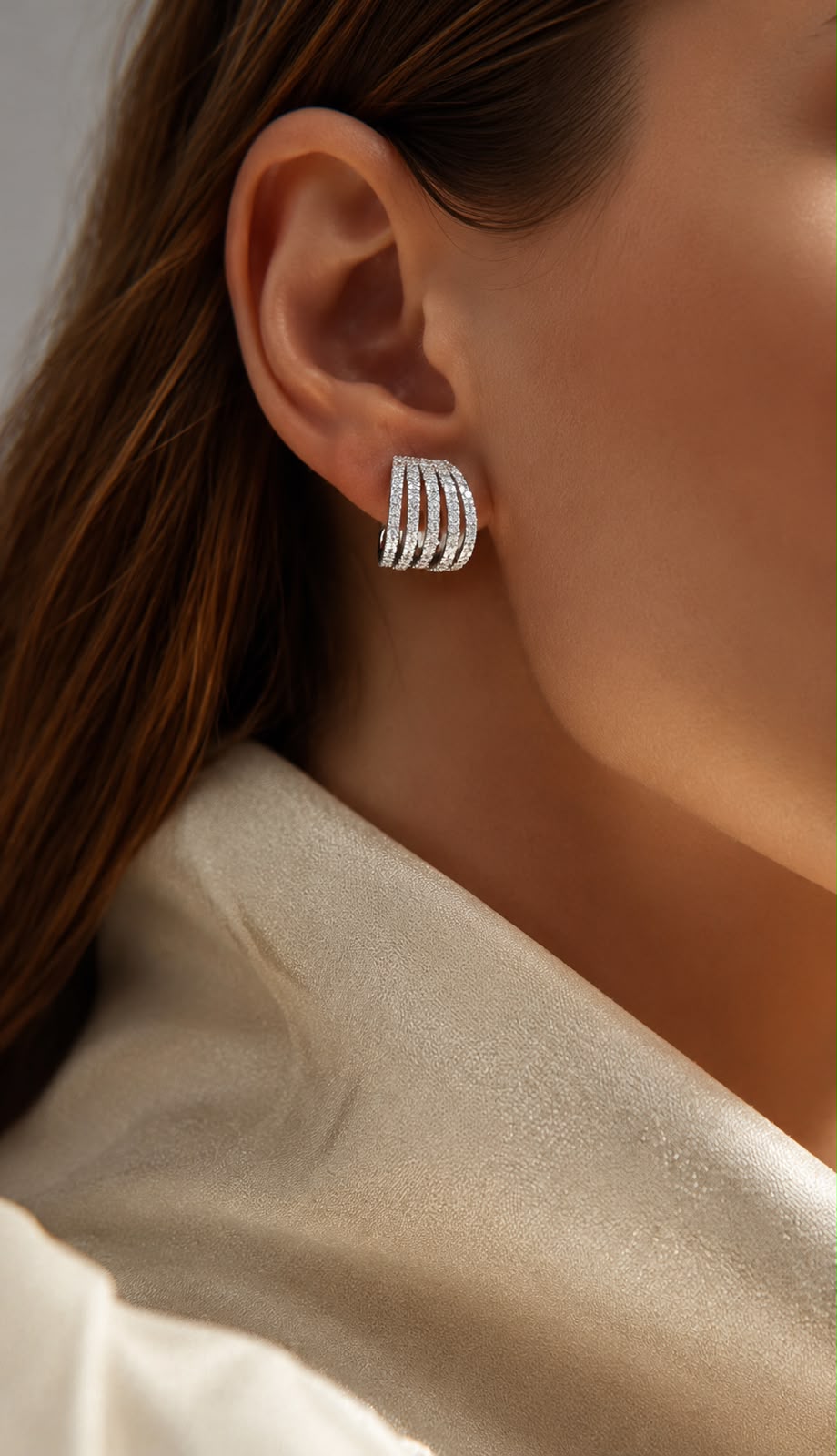 Pure 925 Silver 5 Line Ultra Premium Screw Back Huggie Hoop Earrings