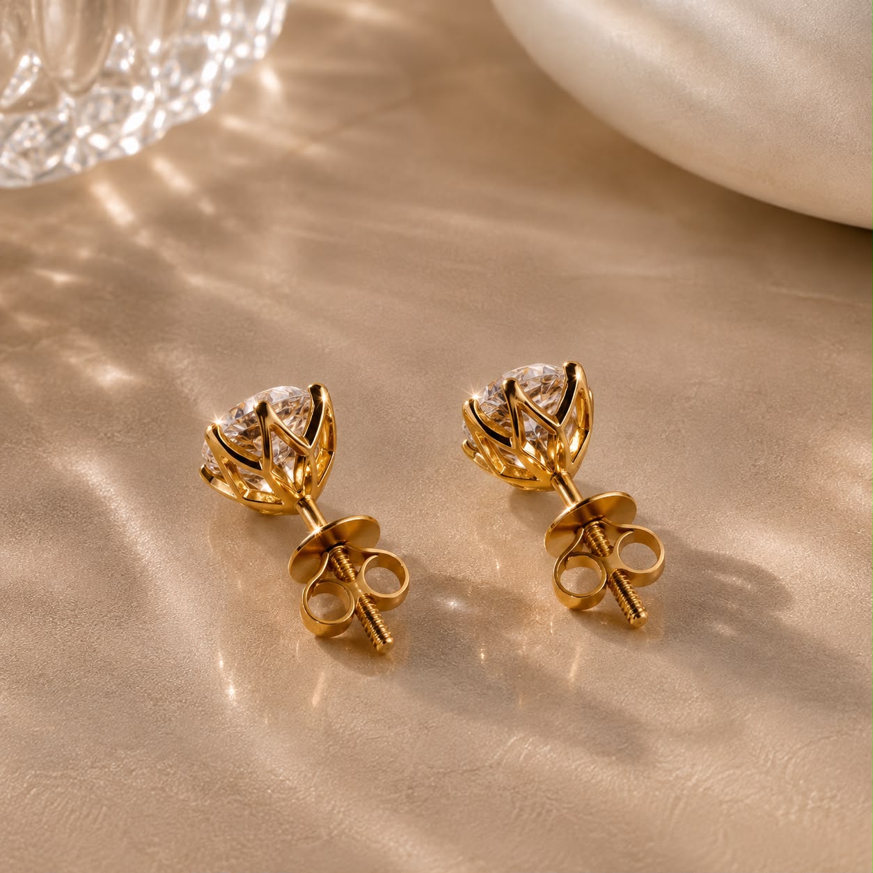 The Ultimate Solitaire Studs - Ultra Premium 2 Carat Each 6 Prong Solitaire Stud with Premium Lotus Basket Setting on Pure 925 Silver
