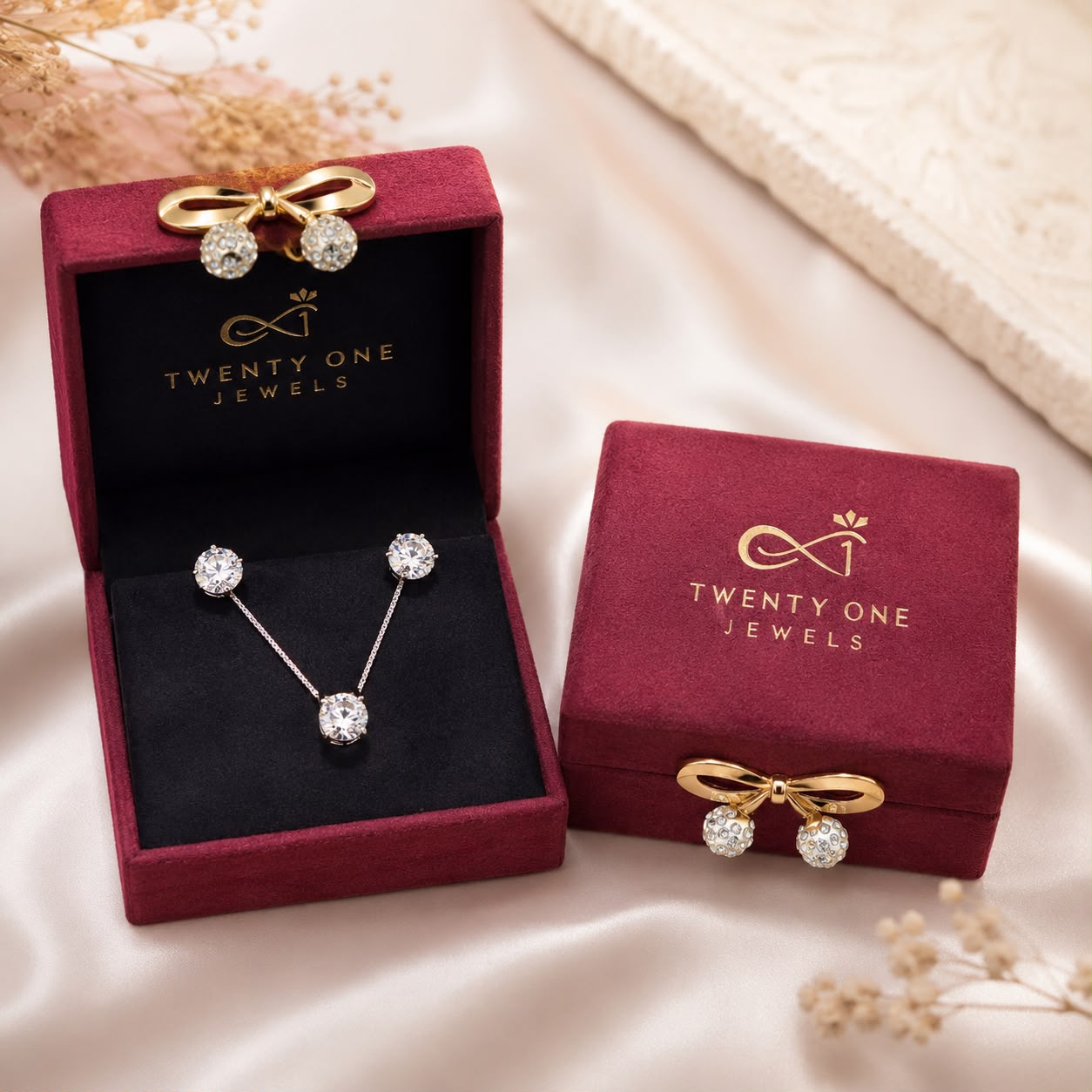 The Ultimate Pure 925 Silver Raksha Bandhan Gift Combo | Ultra Premium Italian Setting 2 Carat Each Solitaire Set | Twenty One Jewels