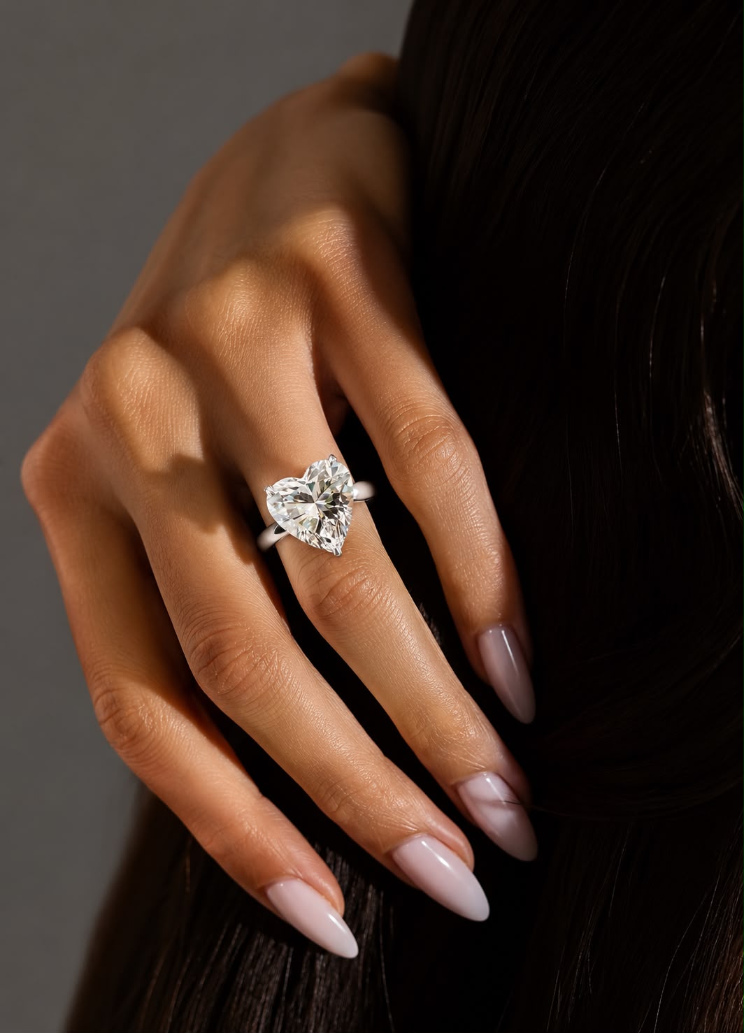 Ultra Premium Ice Cut American Diamond Pure 925 Silver Magnificent 10 Carat Heart Cut Grand Solitaire Statement Ring for Women