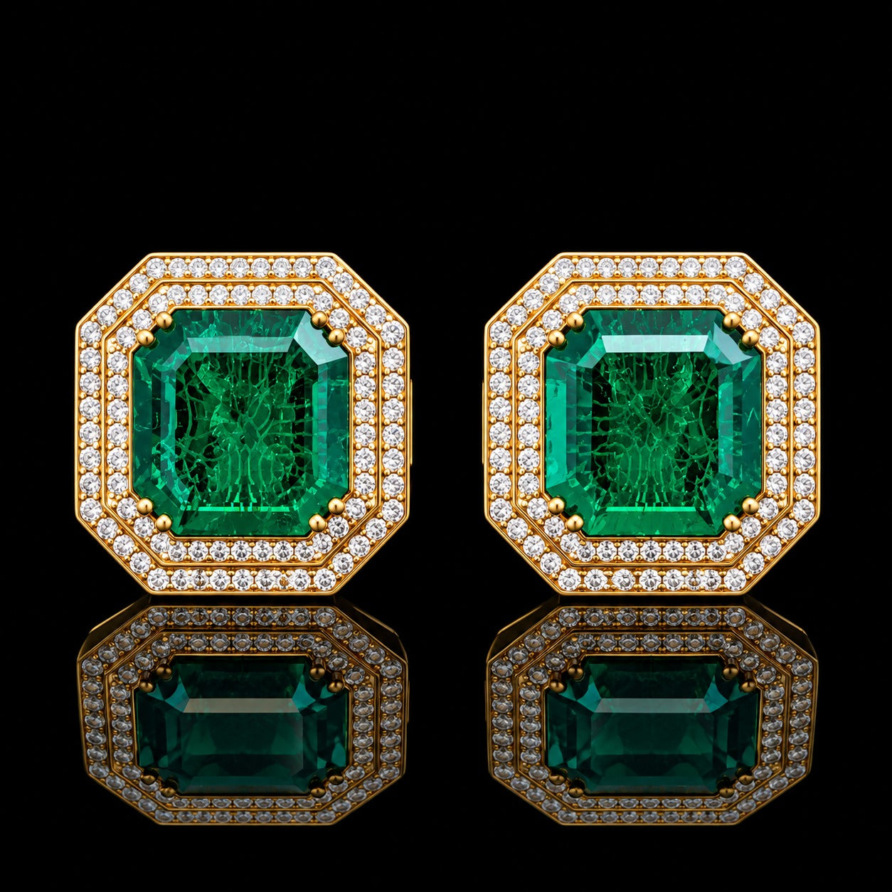 Pure Silver Ultra Premium Emerald Gold Finish Chunky Studs