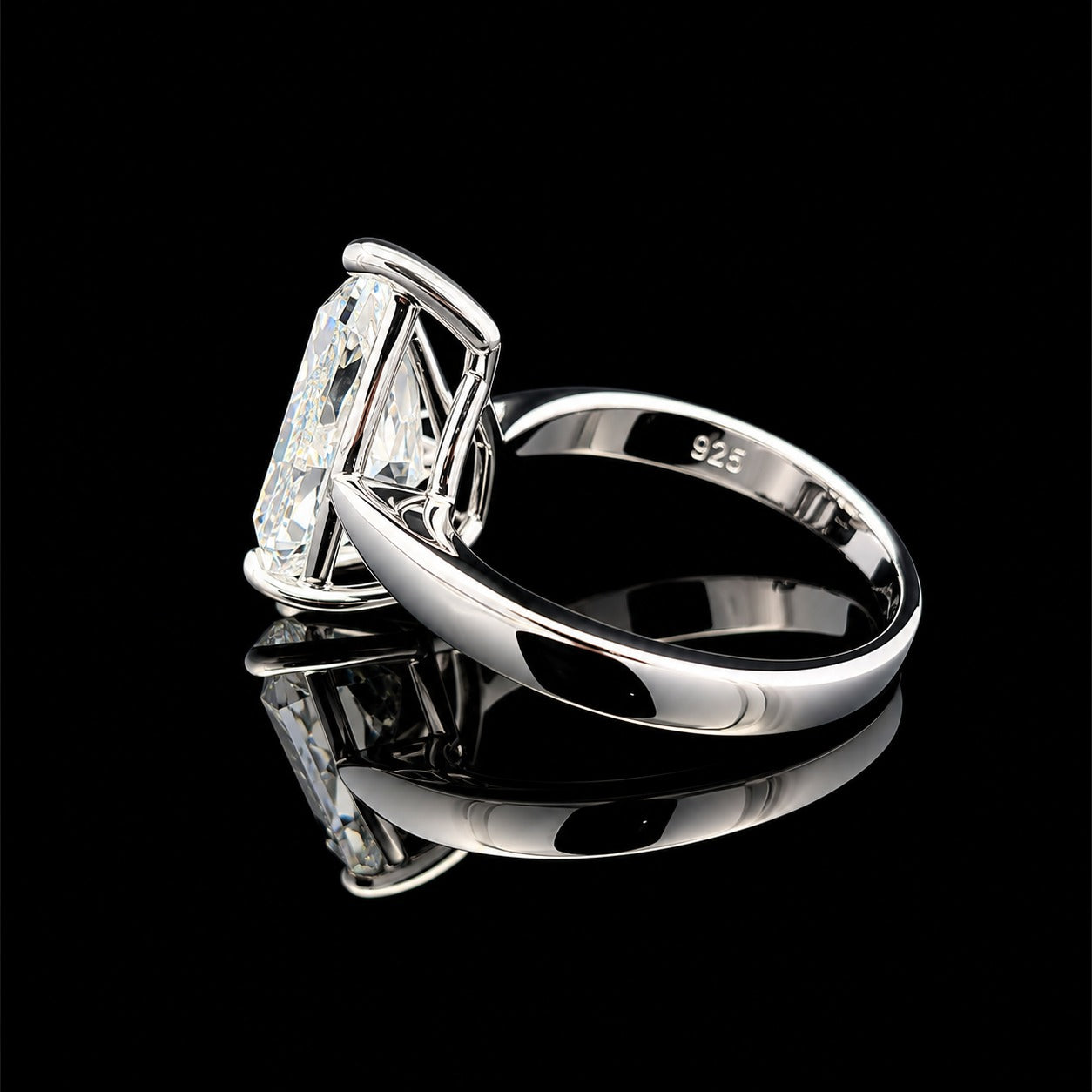 Ultra Premium Crushed Ice 4.5 Carat Pear Cut Pure 925 Silver Ring