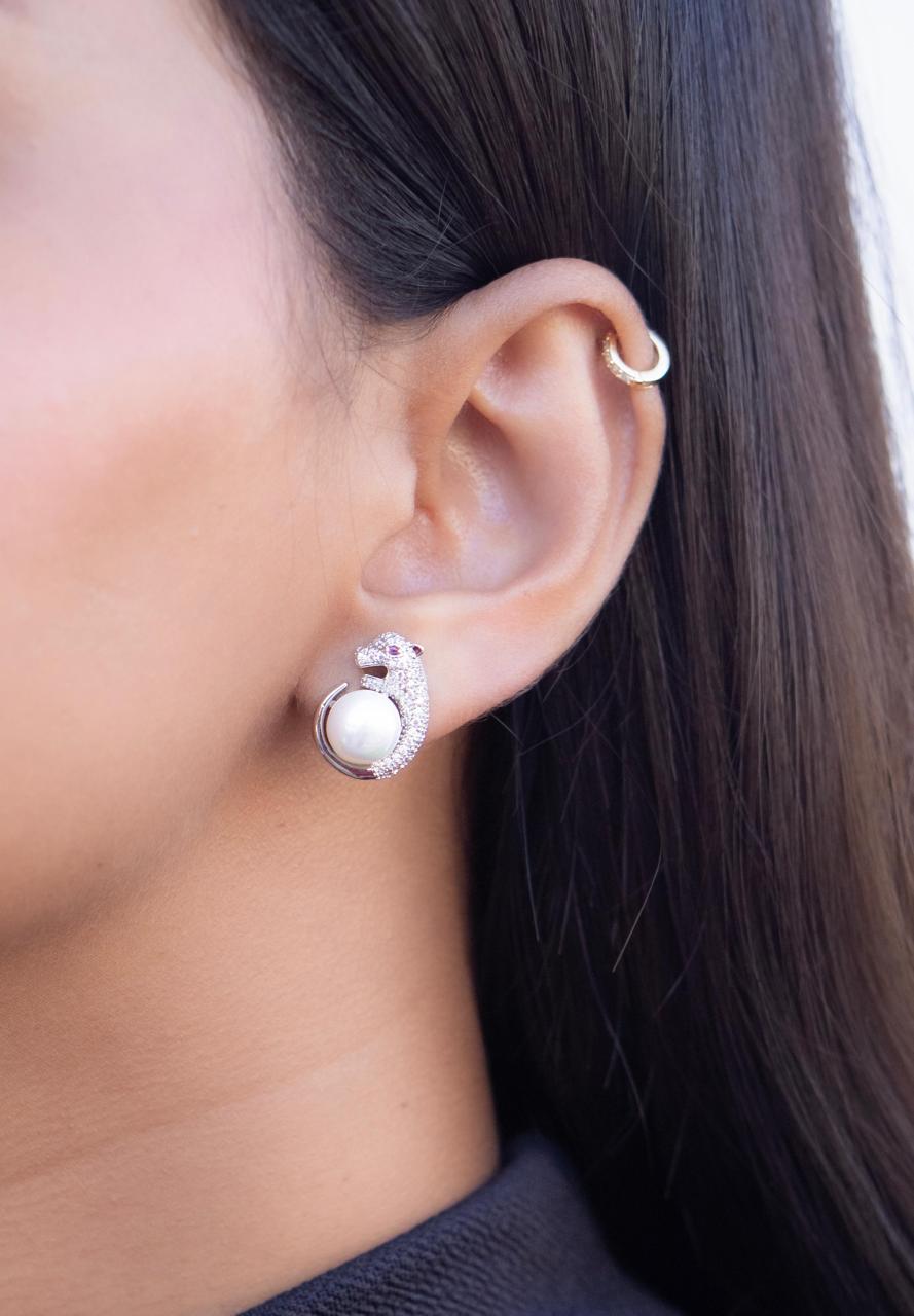TOJ Everyday - American Diamond Studded Jaguar Anti Tarnish Studs