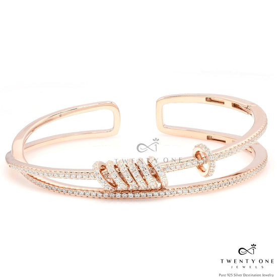 Rose Gold Premium Pure 925 Silver Openable Trinkles Double Band Bracelet