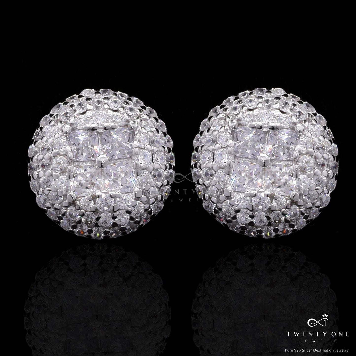 Naila Diamond Studs on Pure  925 Silver
