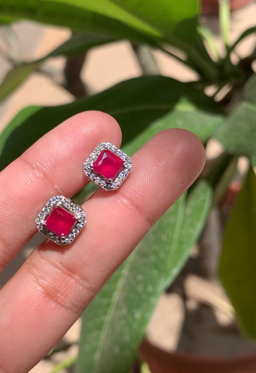 Delana Ruby Pure 925 Silver Studs
