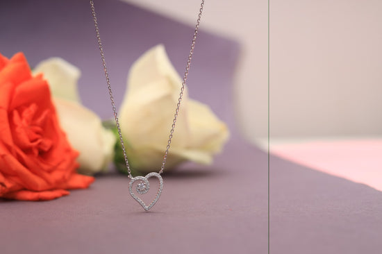 Valentines Exclusive Curvy Heart Pendant with Diamond on Pure 925 Silver