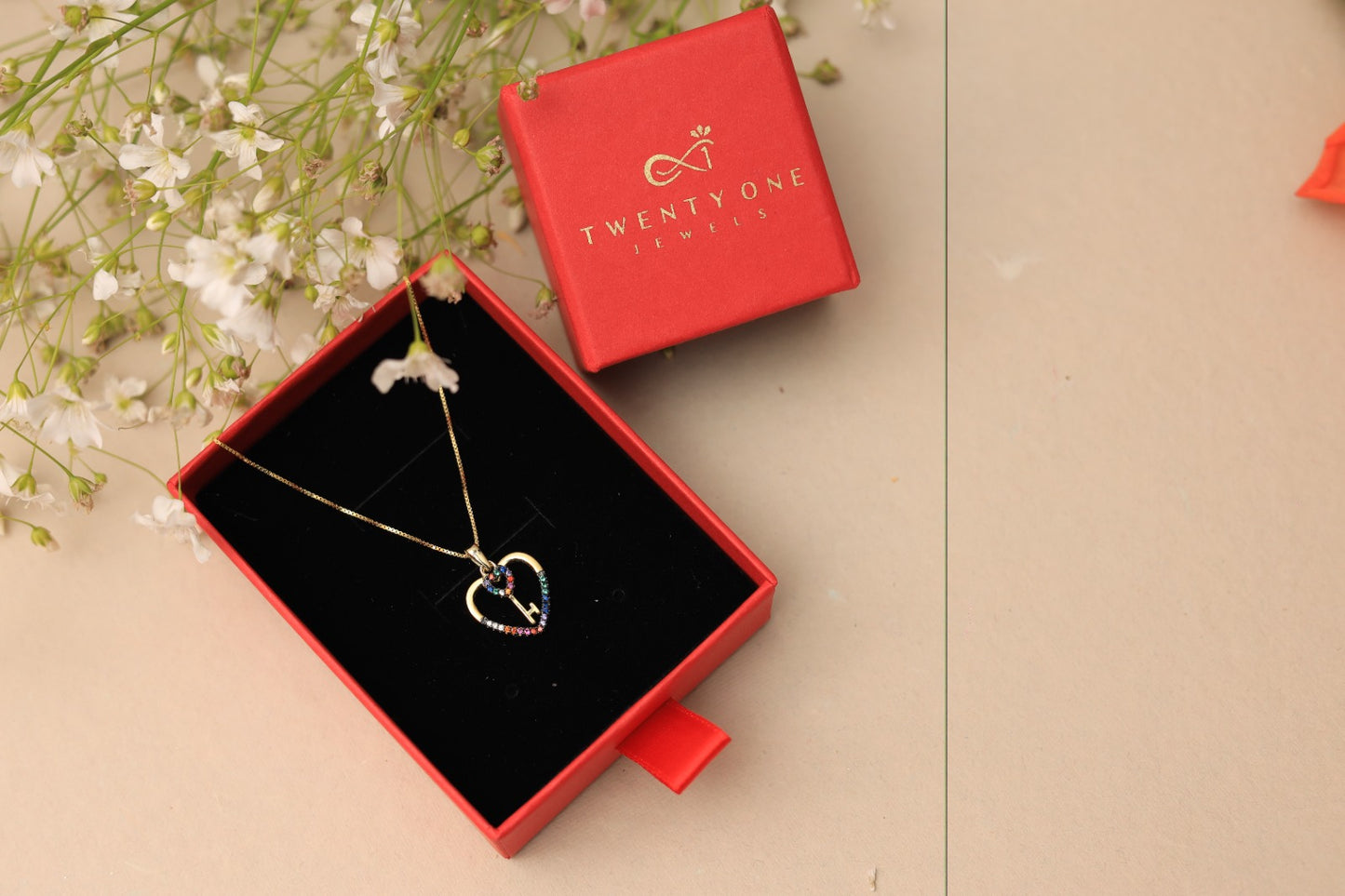 Heart and Key Multi Diamond Gold Finish Pendant on Pure 925 Silver