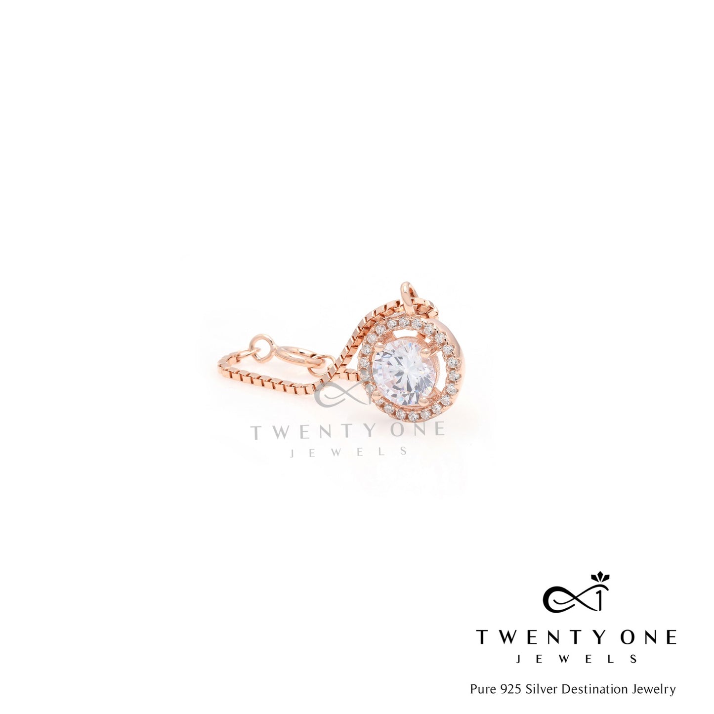 Rose Gold 1 Carat Solitaire Watch Charm on Pure 925 Silver.