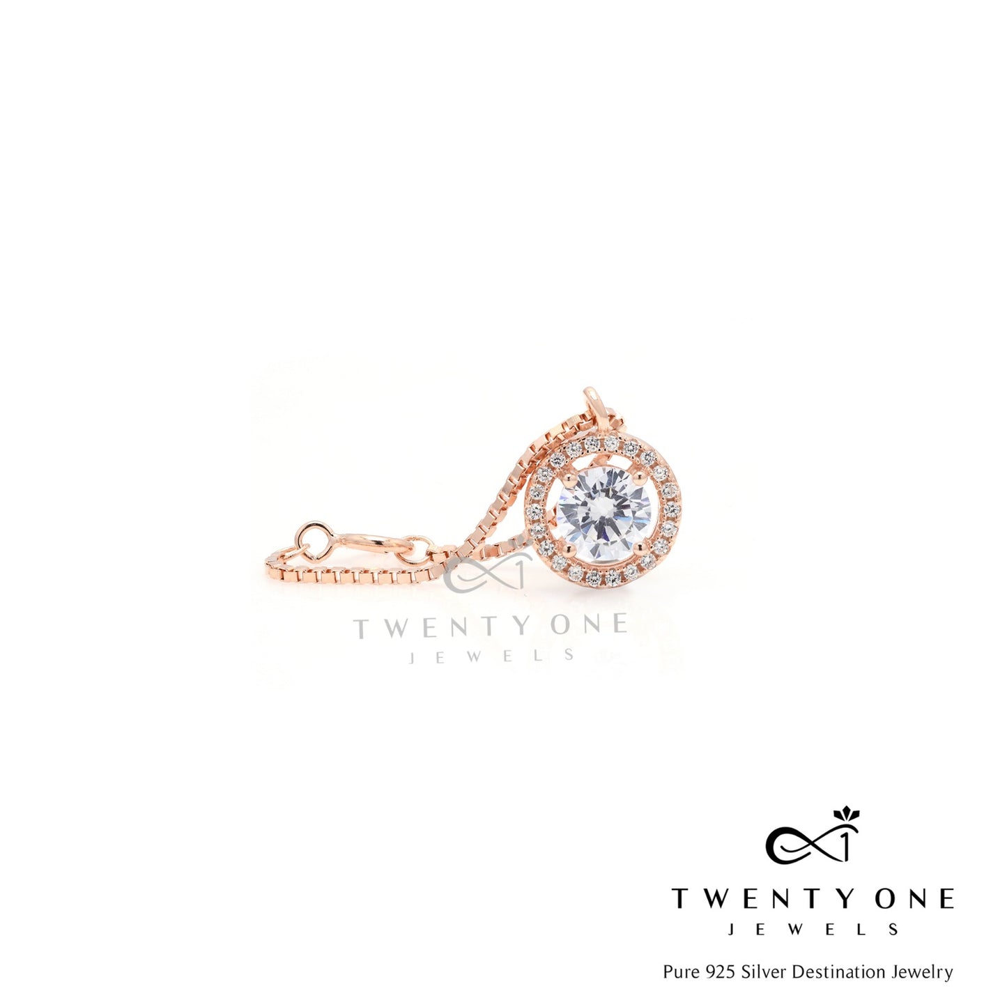 Rose Gold 1 Carat Solitaire Watch Charm on Pure 925 Silver.
