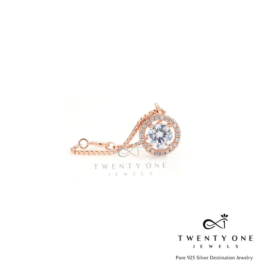 Rose Gold 1 Carat Solitaire Watch Charm on Pure 925 Silver.